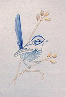 Blue Wren Stitched Card